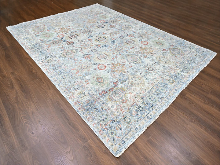 8'10" x 11'9" New Hand Knotted Grey Wool Rectangle Oriental Rug - MOA10210165