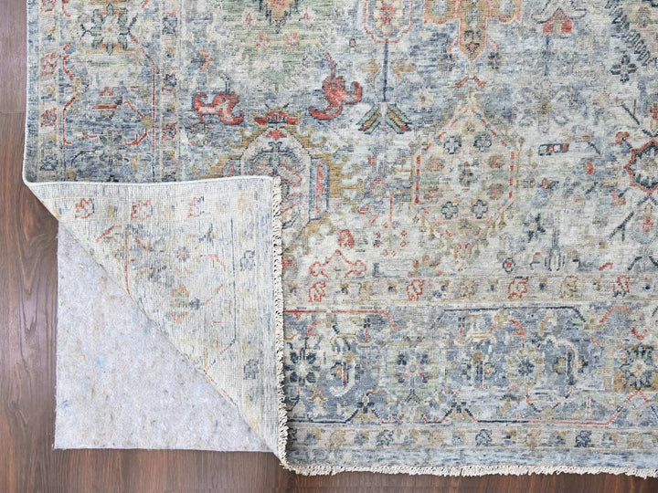 8'10" x 11'9" New Hand Knotted Grey Wool Rectangle Oriental Rug - MOA10210165