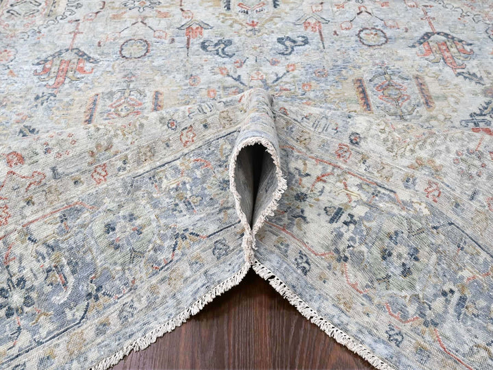 8'10" x 11'9" New Hand Knotted Grey Wool Rectangle Oriental Rug - MOA10210165