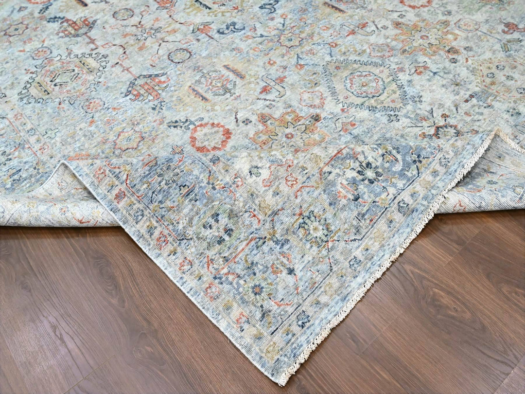 8'10" x 11'9" New Hand Knotted Grey Wool Rectangle Oriental Rug - MOA10210165