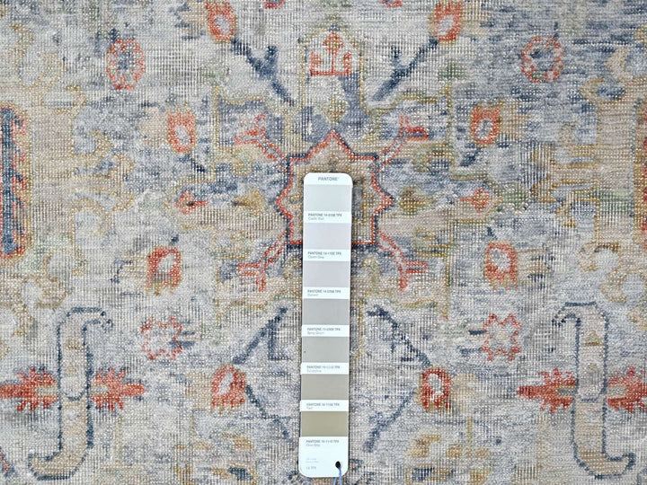 8'10" x 11'9" New Hand Knotted Grey Wool Rectangle Oriental Rug - MOA10210165