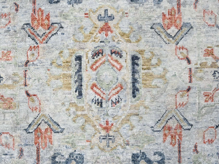 8'10" x 11'9" New Hand Knotted Grey Wool Rectangle Oriental Rug - MOA10210165
