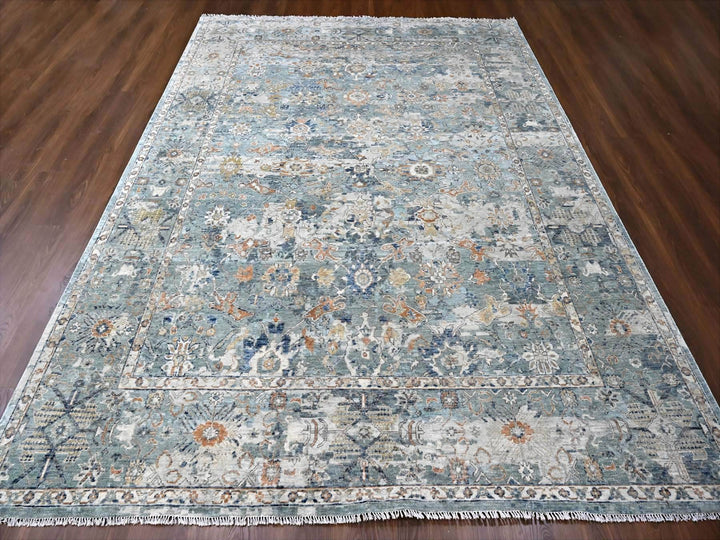 8'10" x 11'10" New Hand Knotted Grey Wool Rectangle Oriental Rug - MOA10210166