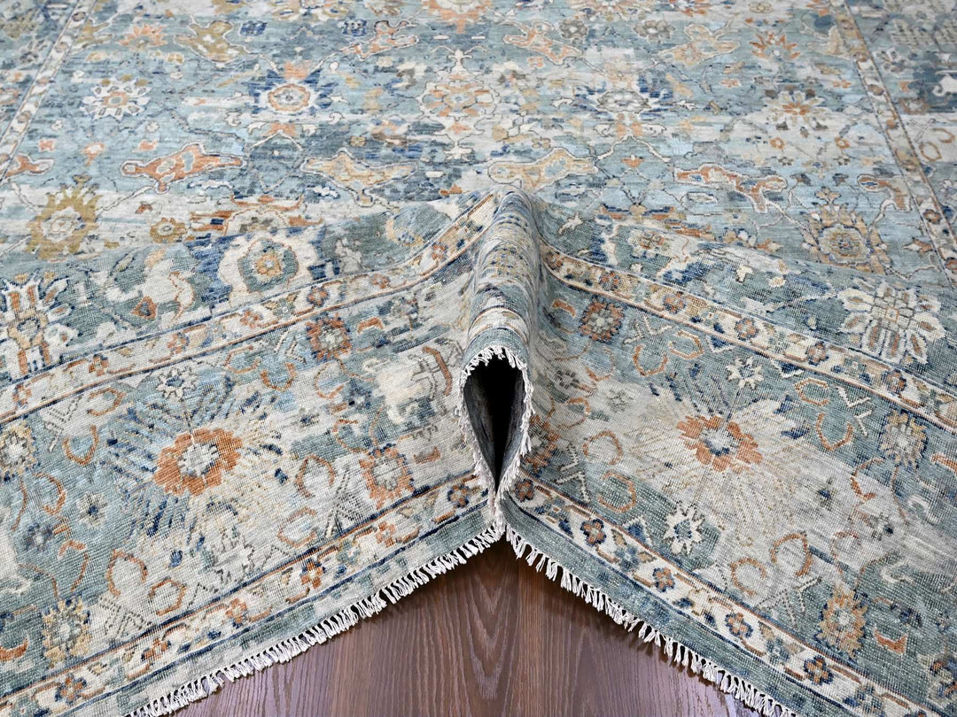 8'10" x 11'10" New Hand Knotted Grey Wool Rectangle Oriental Rug - MOA10210166
