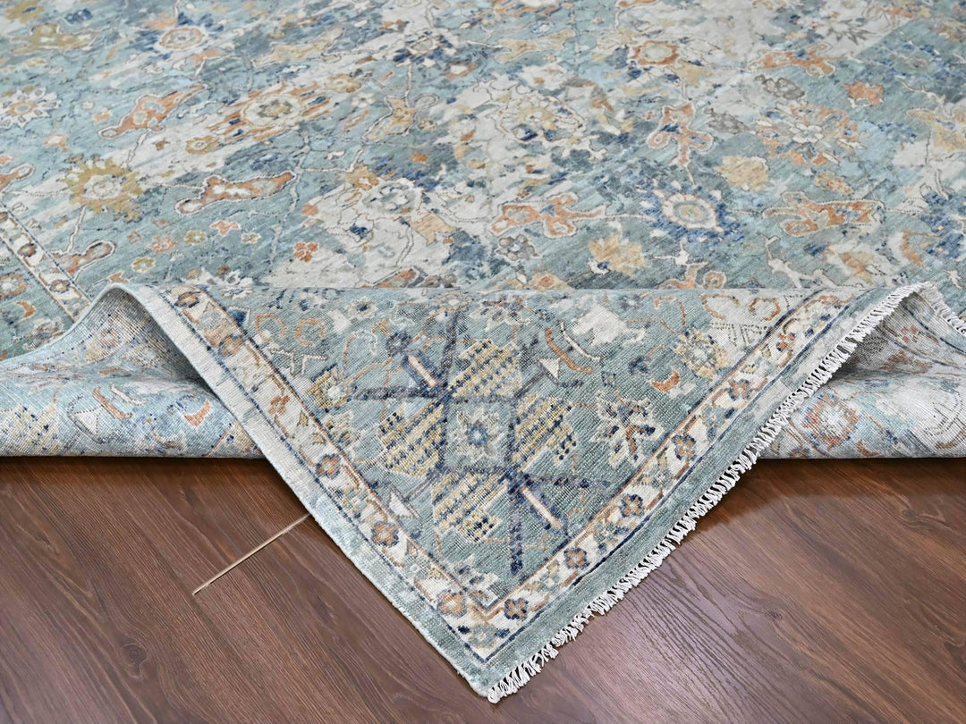 8'10" x 11'10" New Hand Knotted Grey Wool Rectangle Oriental Rug - MOA10210166