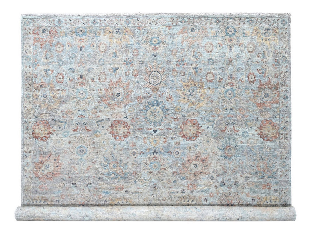 9'10" x 13'10" New Hand Knotted Grey Wool Rectangle Oriental Rug - MOA10210167