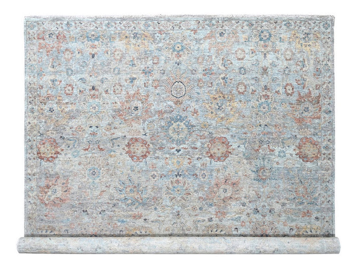 9'10" x 13'10" New Hand Knotted Grey Wool Rectangle Oriental Rug - MOA10210167