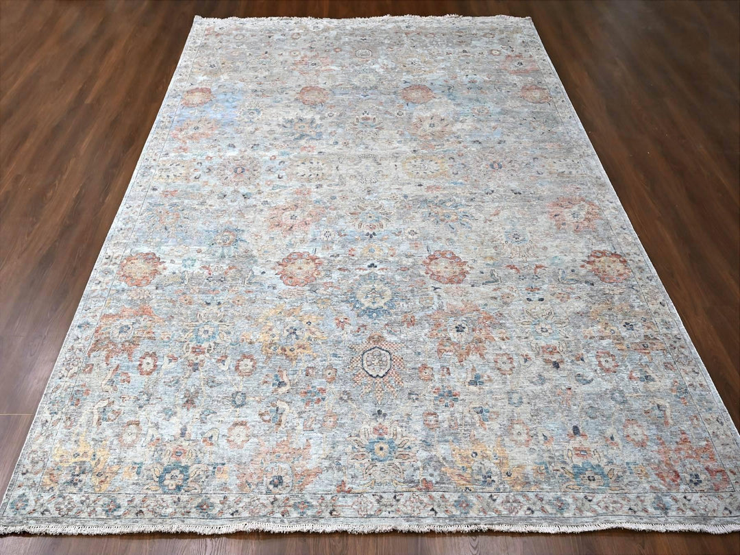 9'10" x 13'10" New Hand Knotted Grey Wool Rectangle Oriental Rug - MOA10210167