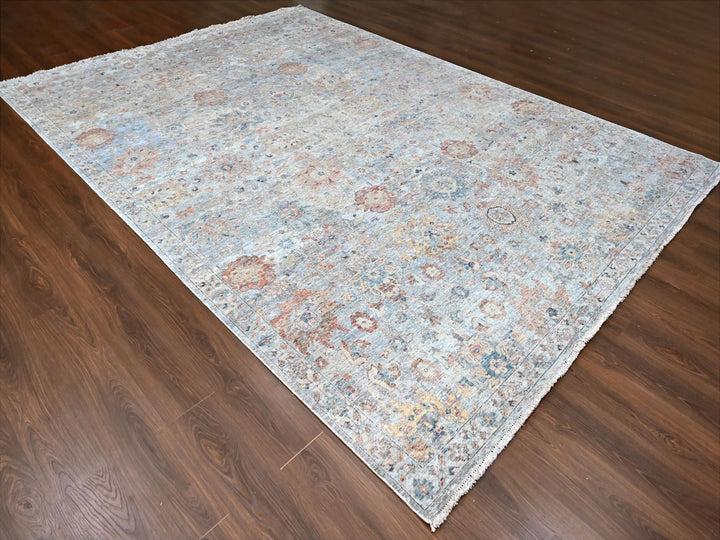 9'10" x 13'10" New Hand Knotted Grey Wool Rectangle Oriental Rug - MOA10210167