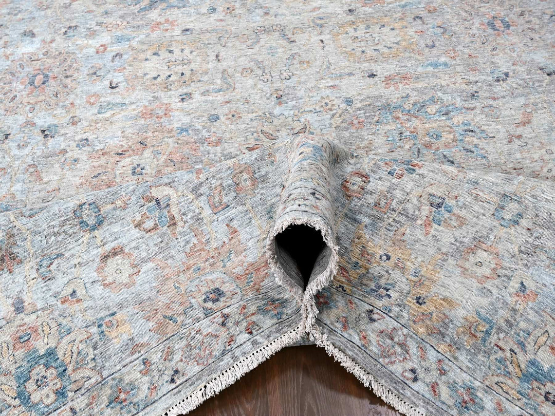 9'10" x 13'10" New Hand Knotted Grey Wool Rectangle Oriental Rug - MOA10210167
