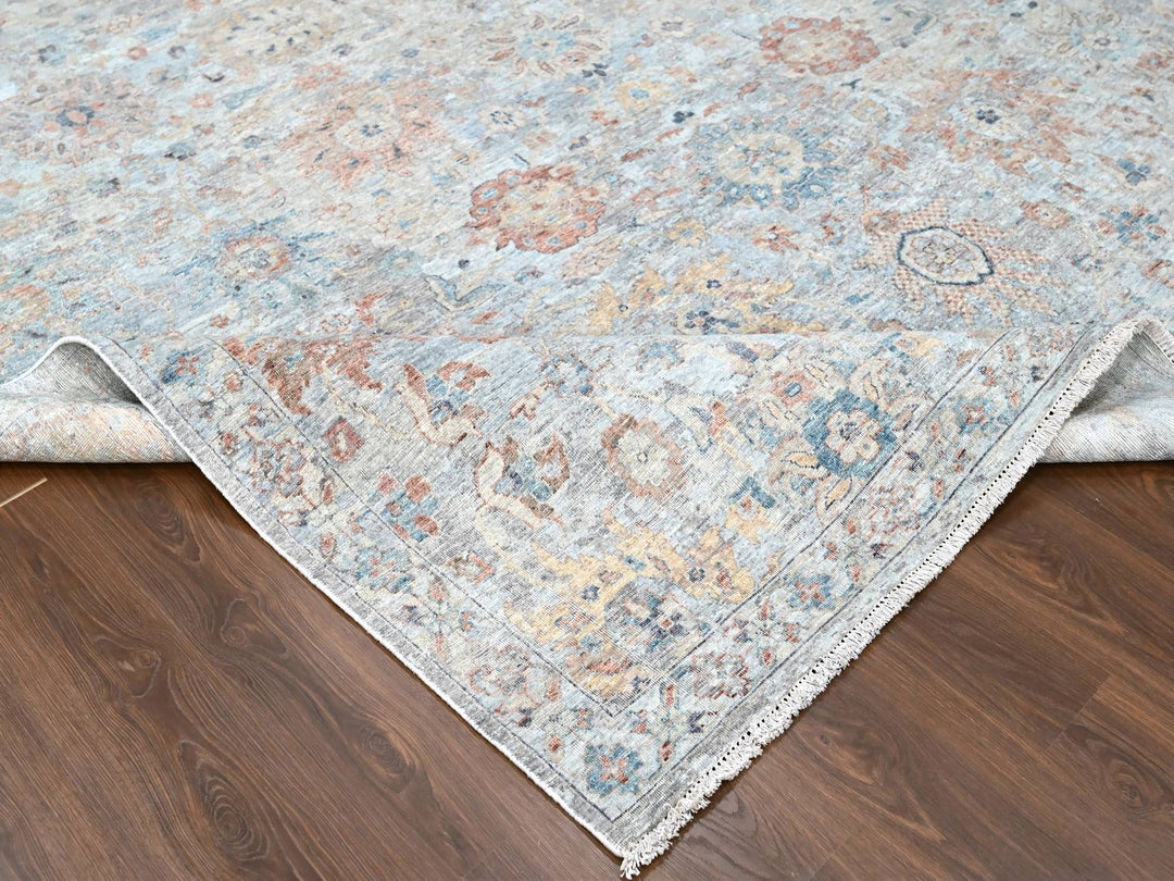 9'10" x 13'10" New Hand Knotted Grey Wool Rectangle Oriental Rug - MOA10210167