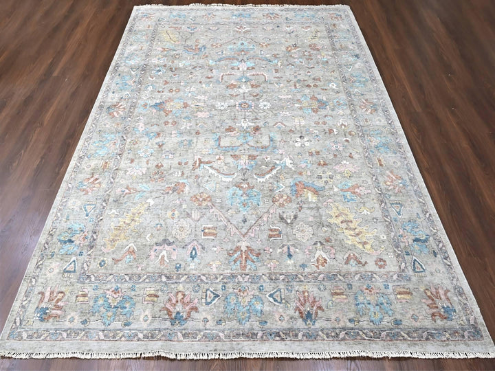 8'6" x 11'3" New Hand Knotted Brown Wool Rectangle Oriental Rug - MOA10210169