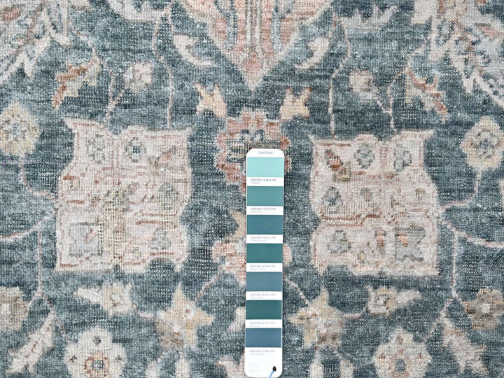 9'0" x 11'10" New Hand Knotted Teal Wool Rectangle Oriental Rug - MOA10210173