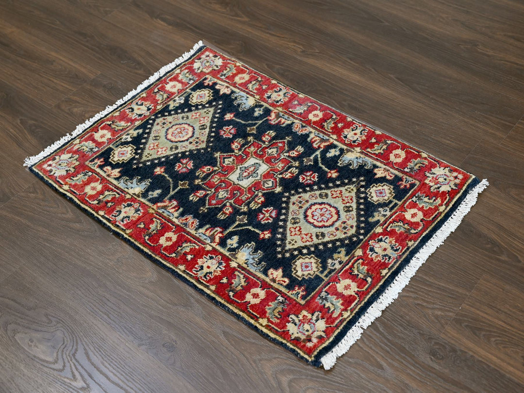 2'0" x 3'0" New Hand Knotted Black Wool Rectangle Oriental Rug - MOA10210182