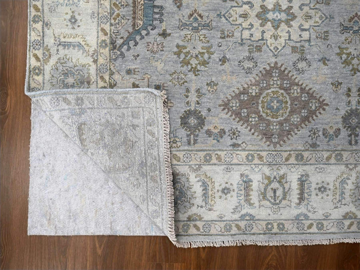 6'0" x 9'0" New Hand Knotted Grey Wool Rectangle Oriental Rug - MOA10210184