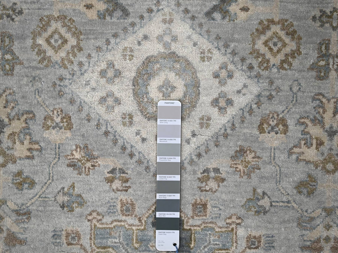 6'0" x 9'0" New Hand Knotted Grey Wool Rectangle Oriental Rug - MOA10210184