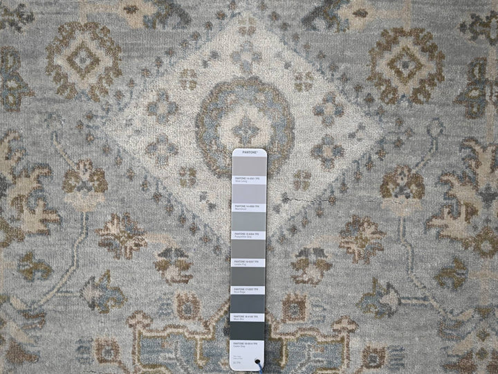6'0" x 9'0" New Hand Knotted Grey Wool Rectangle Oriental Rug - MOA10210184