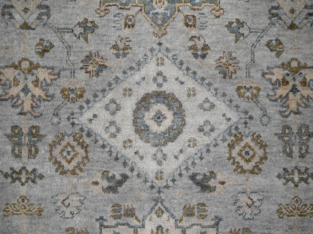 6'0" x 9'0" New Hand Knotted Grey Wool Rectangle Oriental Rug - MOA10210184