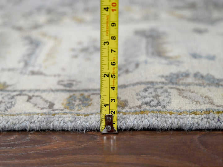 6'0" x 9'0" New Hand Knotted Grey Wool Rectangle Oriental Rug - MOA10210184