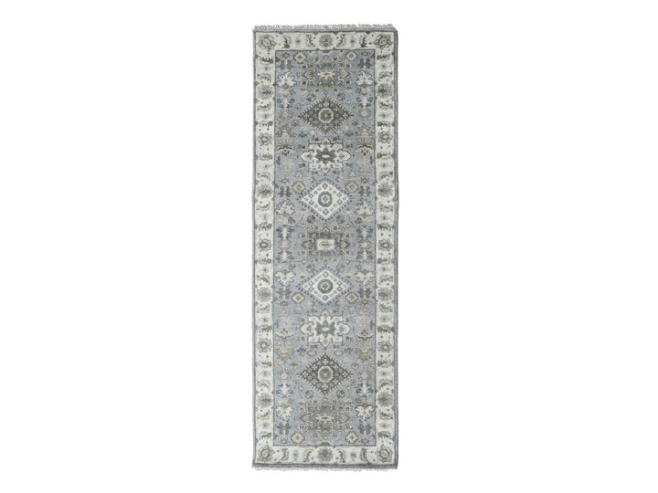 2'7" x 8'0" New Hand Knotted Grey Wool Runner Oriental Rug - MOA10210185