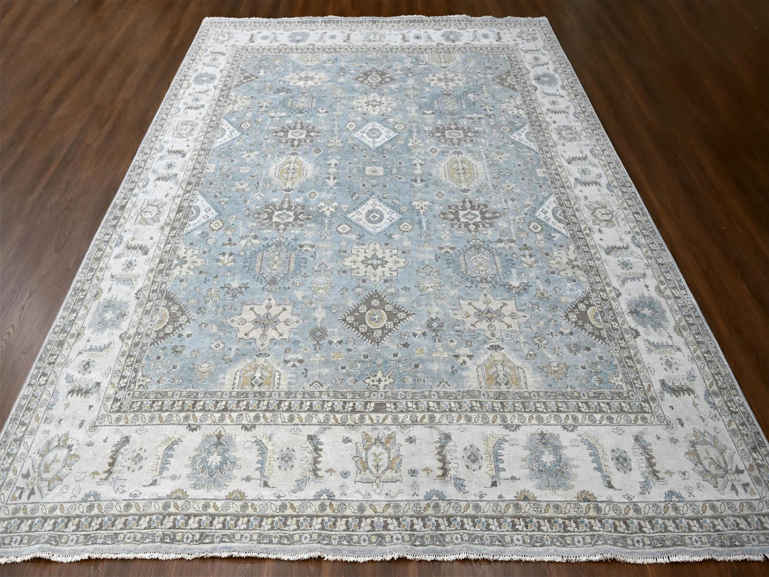 12'0" x 13'8" New Hand Knotted Grey Wool Rectangle Oriental Rug - MOA10210187