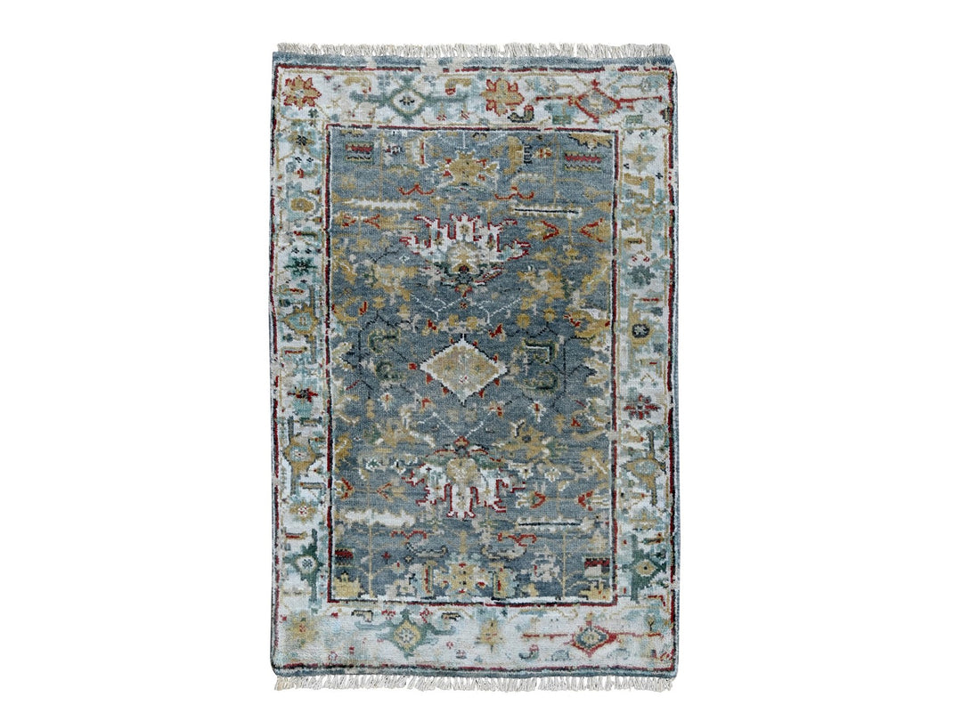 2'0" x 2'10" New Hand Knotted Grey Wool Rectangle Oriental Rug - MOA10210188