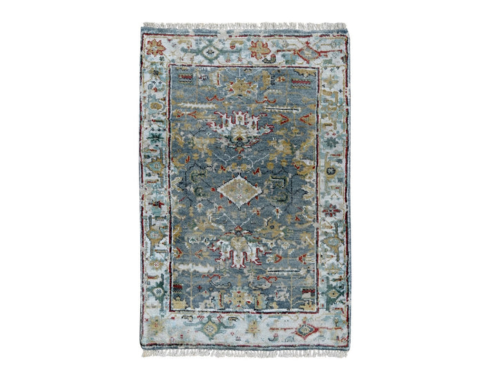 2'0" x 2'10" New Hand Knotted Grey Wool Rectangle Oriental Rug - MOA10210188