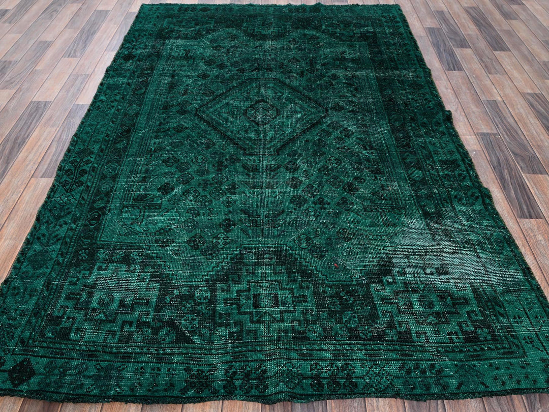 5'1" x 7'10" Vintage Hand Knotted Overdyed Wool Rectangle Oriental Rug - MOA1021018