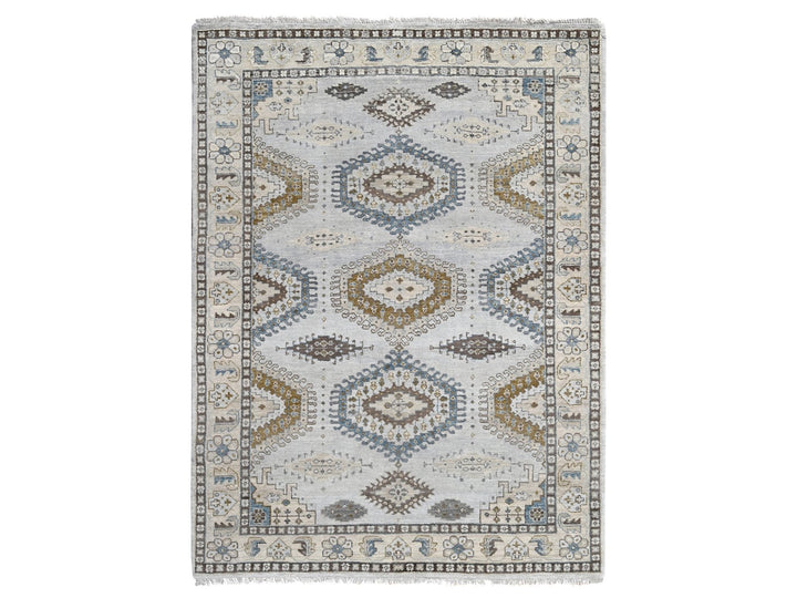5'1" x 6'10" New Hand Knotted Grey Wool Rectangle Oriental Rug - MOA10210190