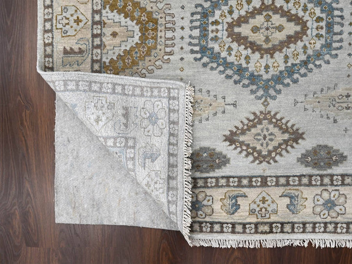 5'1" x 6'10" New Hand Knotted Grey Wool Rectangle Oriental Rug - MOA10210190