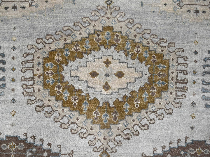 5'1" x 6'10" New Hand Knotted Grey Wool Rectangle Oriental Rug - MOA10210190