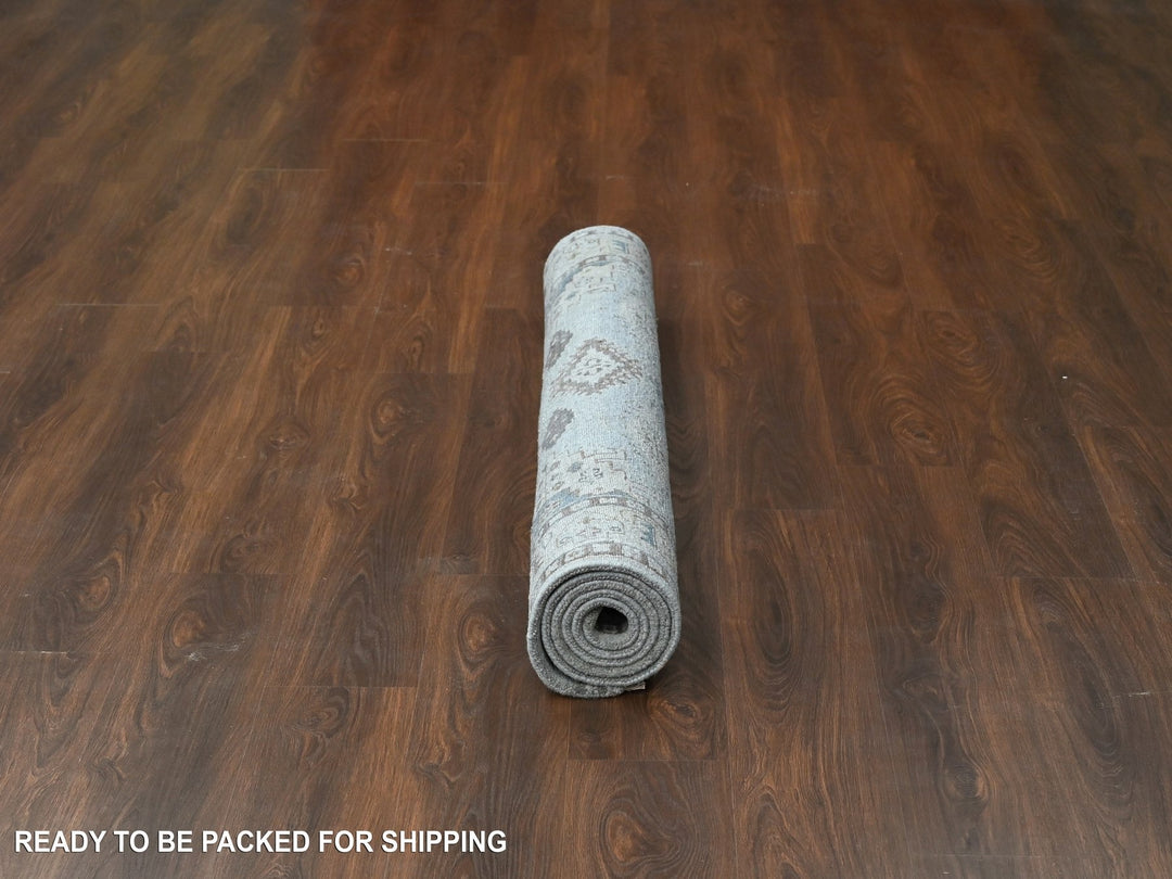 5'1" x 6'10" New Hand Knotted Grey Wool Rectangle Oriental Rug - MOA10210190