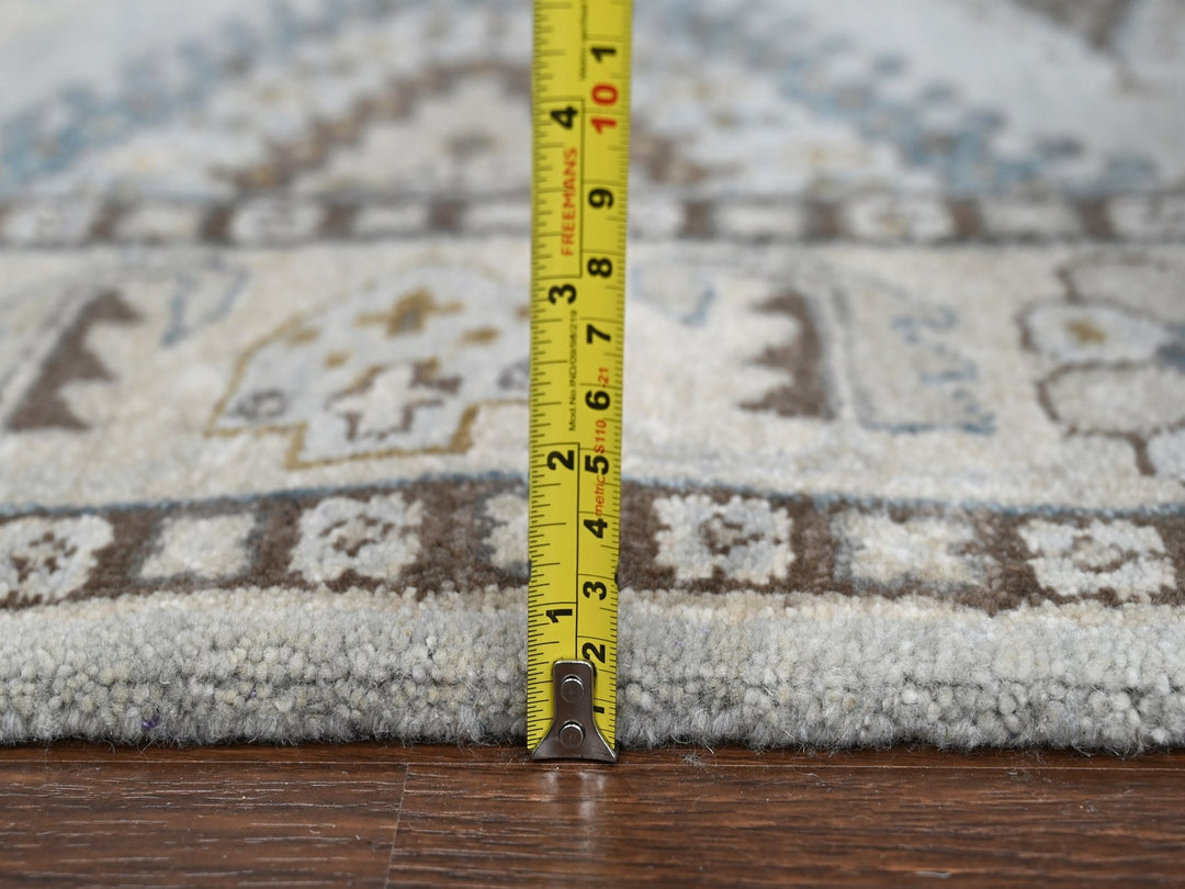 5'1" x 6'10" New Hand Knotted Grey Wool Rectangle Oriental Rug - MOA10210190