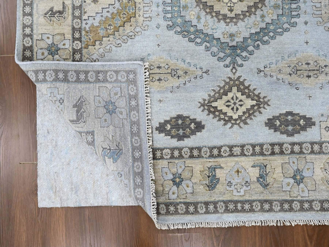 6'2" x 9'1" New Hand Knotted Grey Wool Rectangle Oriental Rug - MOA10210191