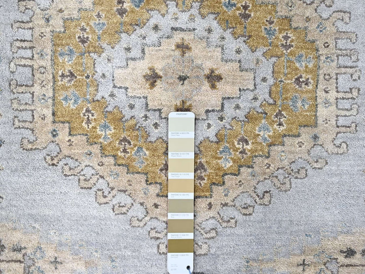 6'2" x 9'1" New Hand Knotted Grey Wool Rectangle Oriental Rug - MOA10210191