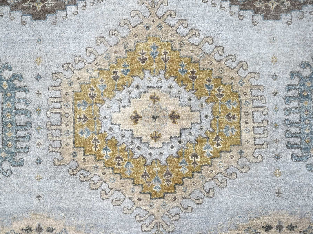 6'2" x 9'1" New Hand Knotted Grey Wool Rectangle Oriental Rug - MOA10210191