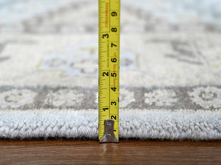 6'2" x 9'1" New Hand Knotted Grey Wool Rectangle Oriental Rug - MOA10210191