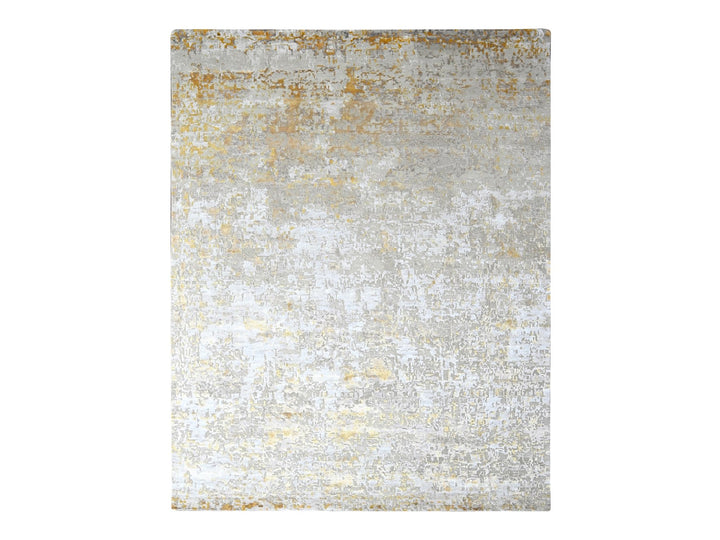 9'0" x 12'0" New Hand Knotted Beige Wool & Silk Rectangle Oriental Rug - MOA10210195