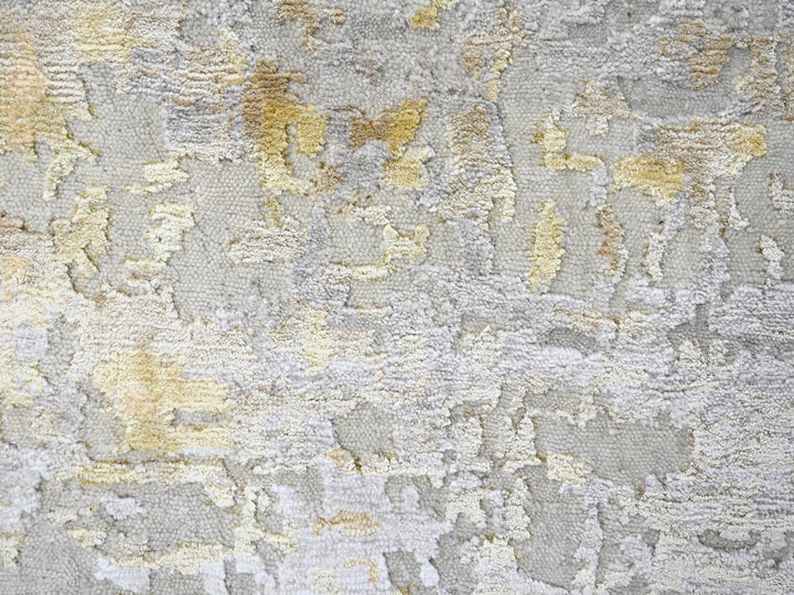 9'0" x 12'0" New Hand Knotted Beige Wool & Silk Rectangle Oriental Rug - MOA10210195