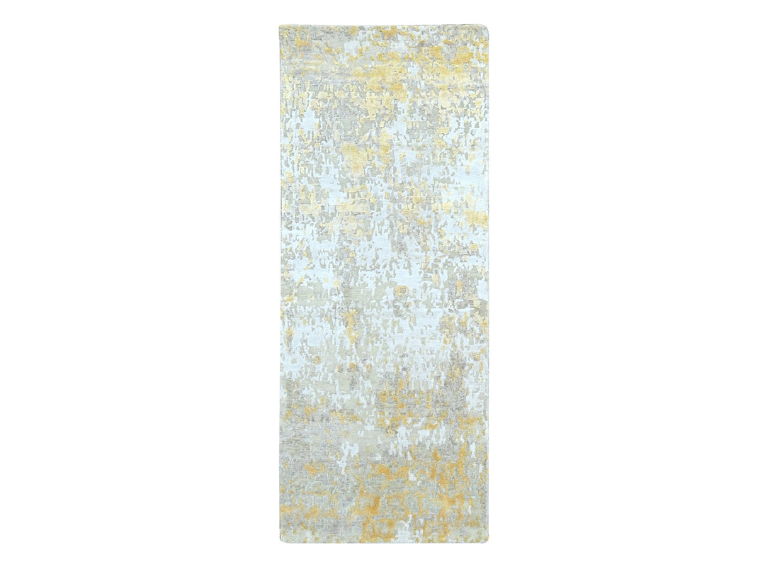 2'6" x 6'0" New Hand Knotted Beige Wool & Silk Runner Oriental Rug - MOA10210197