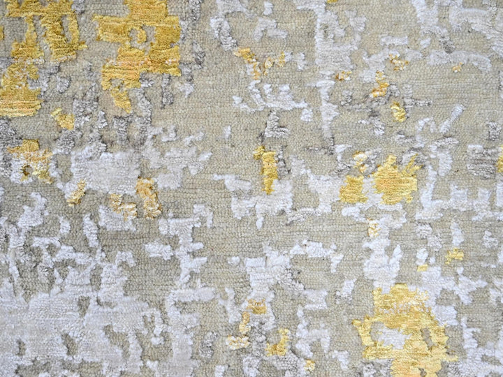7'11" x 9'9" New Hand Knotted Beige Wool & Silk Rectangle Oriental Rug - MOA10210199