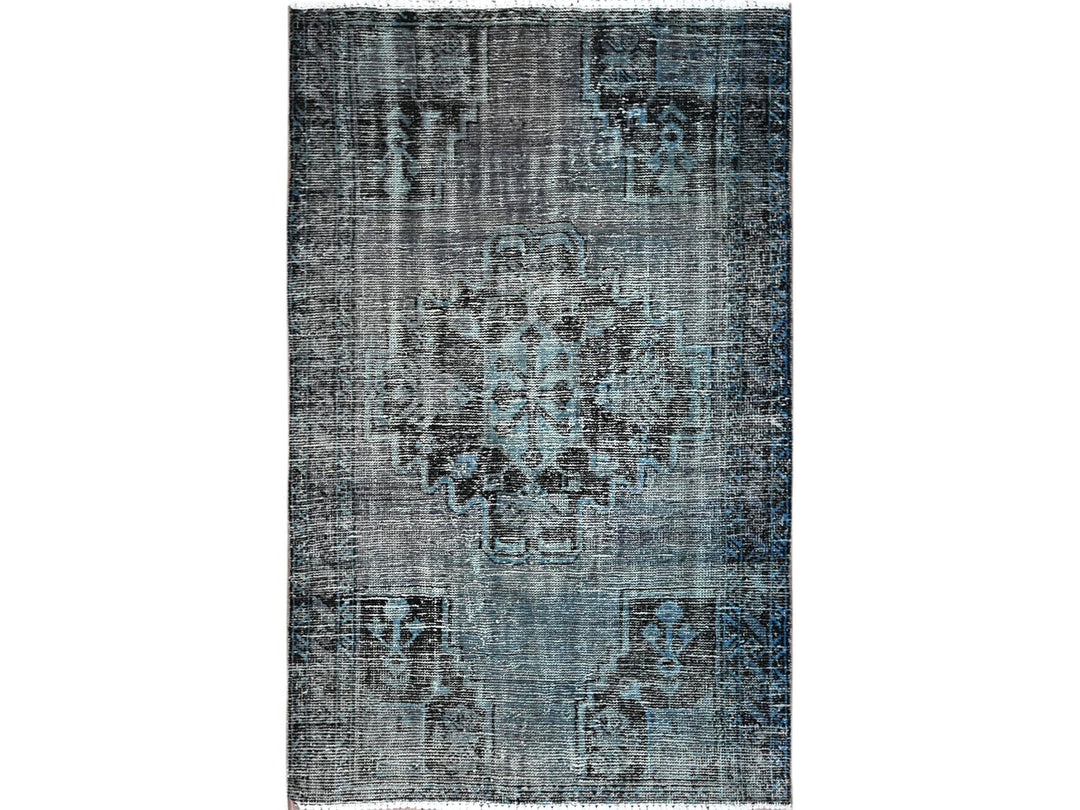 3'6" x 5'9" Vintage Hand Knotted Grey Wool Rectangle Oriental Rug - MOA1021019