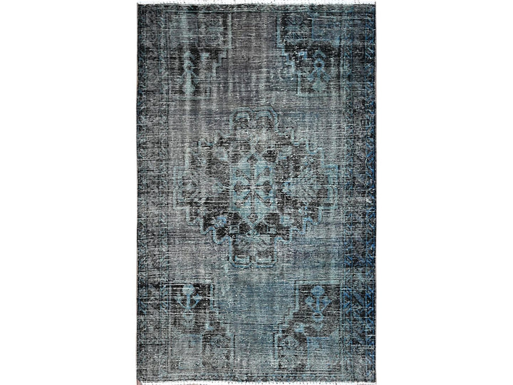 3'6" x 5'9" Vintage Hand Knotted Grey Wool Rectangle Oriental Rug - MOA1021019