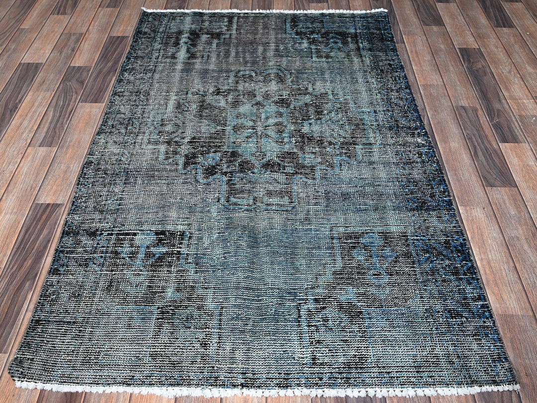 3'6" x 5'9" Vintage Hand Knotted Grey Wool Rectangle Oriental Rug - MOA1021019
