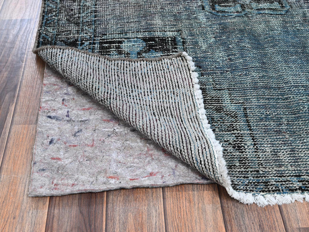 3'6" x 5'9" Vintage Hand Knotted Grey Wool Rectangle Oriental Rug - MOA1021019