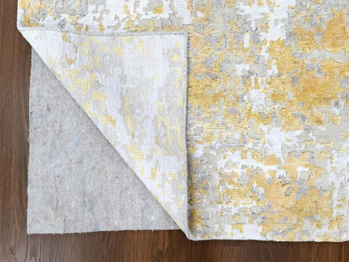 5'0" x 6'11" New Hand Knotted Beige Wool & Silk Rectangle Oriental Rug - MOA10210200