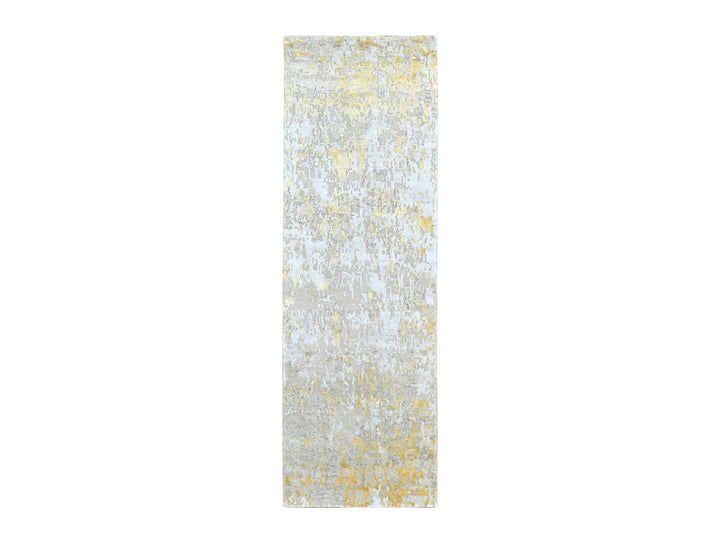 2'7" x 7'10" New Hand Knotted Beige Wool & Silk Runner Oriental Rug - MOA10210201