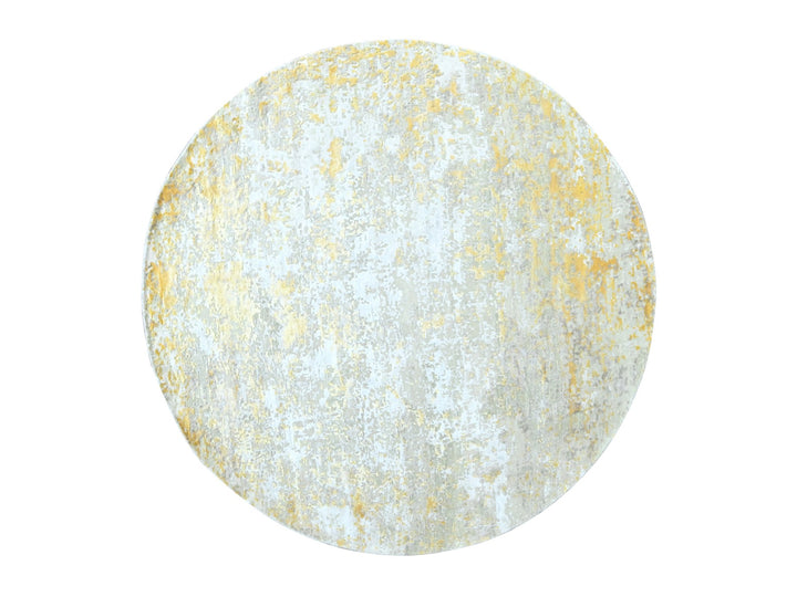 7'9" x 7'9" New Hand Knotted Beige Wool & Silk Round Oriental Rug - MOA10210202