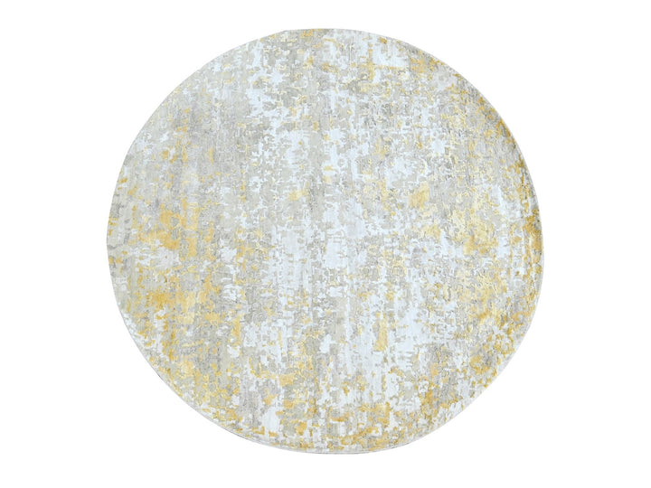 6'0" x 6'0" New Hand Knotted Beige Wool & Silk Round Oriental Rug - MOA10210203