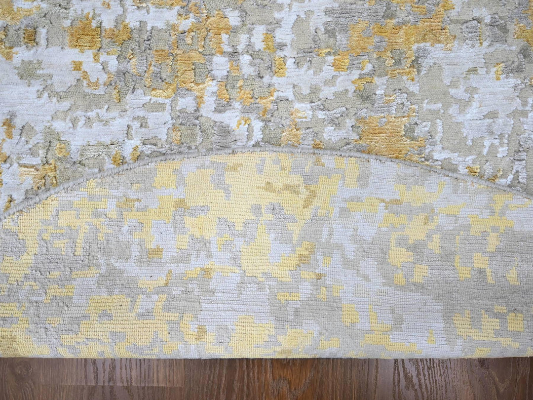 6'0" x 6'0" New Hand Knotted Beige Wool & Silk Round Oriental Rug - MOA10210203